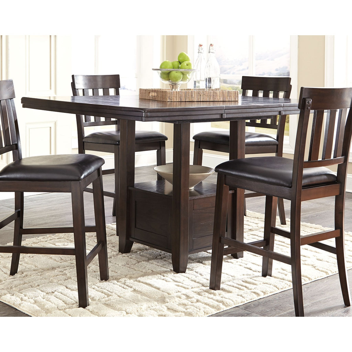 Haddigan Counter Height Dining Extension Table Dark Brown (D59642